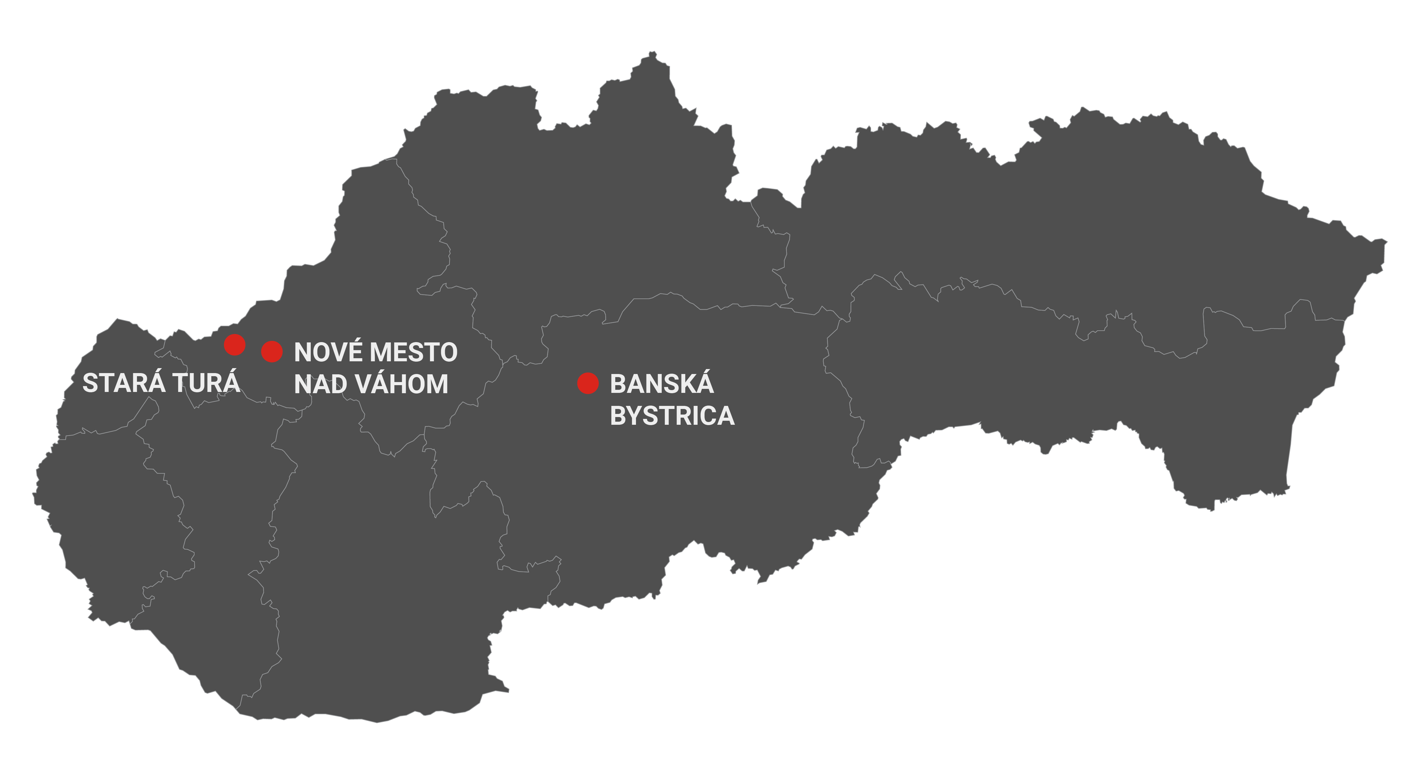 Mapa partnerů společnosti ILLKO v SR